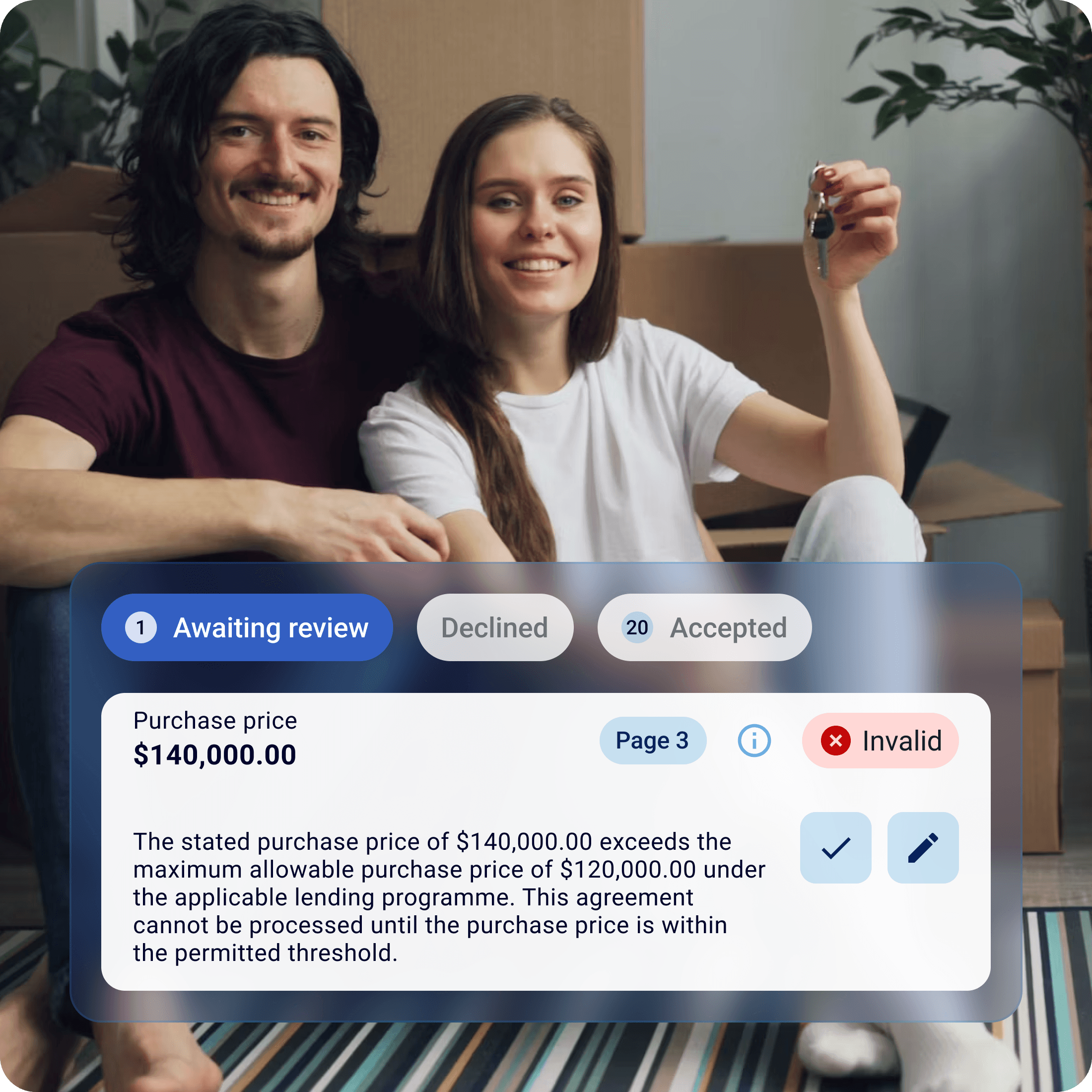 AI agent for retail lending — UI preview.
